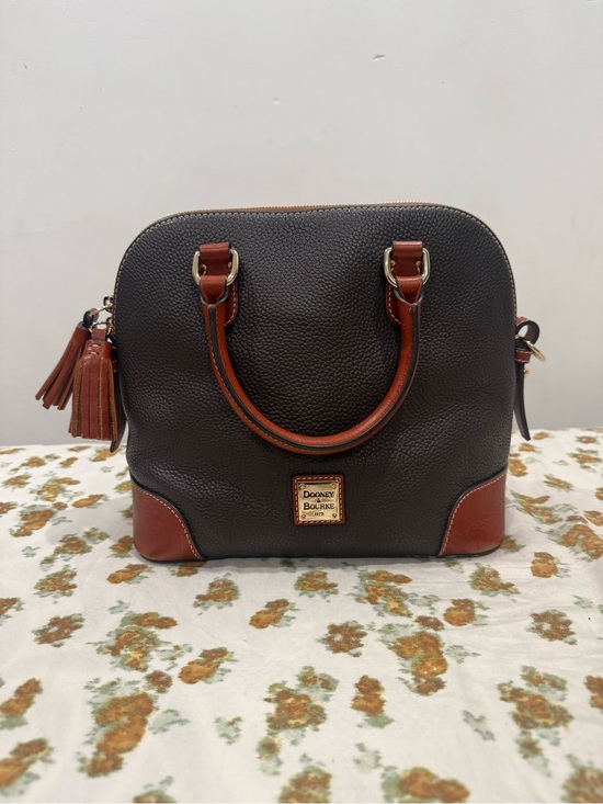 Dooney & Bourke Handbags - Dooney & Bourke Dark Brown Pebbled Leather Satchel